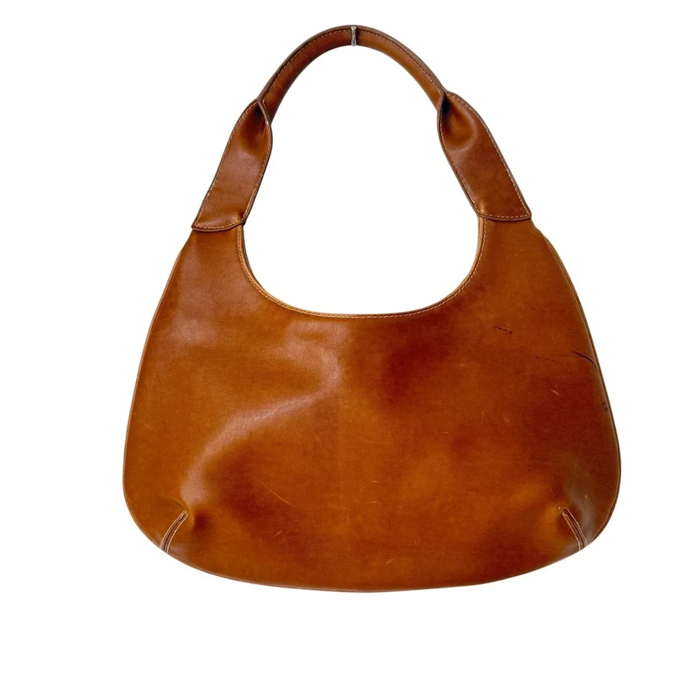 Vintage crescent hobo brown leather bag
